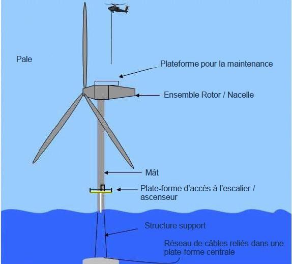 Les différents éléments composants une éolienne offshore 